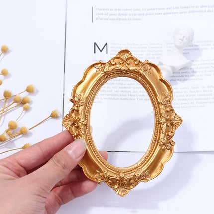 Vintage Gold Resin Mini Photo Frame Earrings Jewelry Decoration Photo Props(Oval)-garmade.com