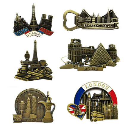 Architectural Landscape Metal Magnetic Refrigerator Stickers Home Decoration( Representative Buildings in France)-garmade.com