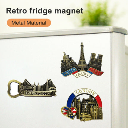 Architectural Landscape Metal Magnetic Refrigerator Stickers Home Decoration( Representative Buildings in France)-garmade.com