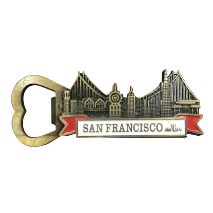 Architectural Landscape Metal Magnetic Refrigerator Stickers Home Decoration(Golden Gate Street Opener)-garmade.com