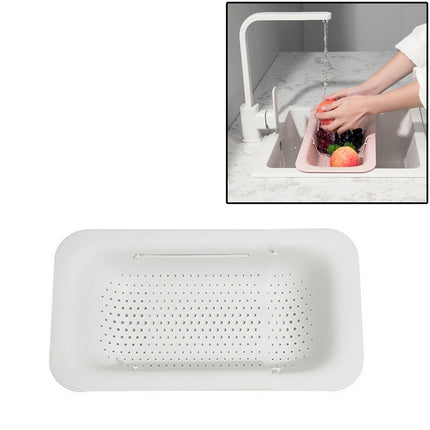 Retractable Plastic Drain Basket Sink Rack Kitchen Sink Vegetable Washing Basket(White)-garmade.com