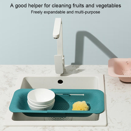 Retractable Plastic Drain Basket Sink Rack Kitchen Sink Vegetable Washing Basket(White)-garmade.com