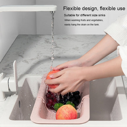 Retractable Plastic Drain Basket Sink Rack Kitchen Sink Vegetable Washing Basket(White)-garmade.com