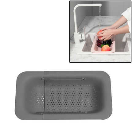 Retractable Plastic Drain Basket Sink Rack Kitchen Sink Vegetable Washing Basket(Gray)-garmade.com