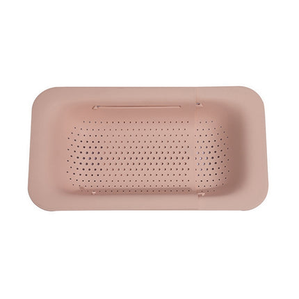 Retractable Plastic Drain Basket Sink Rack Kitchen Sink Vegetable Washing Basket(Pink)-garmade.com