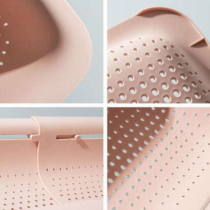 Retractable Plastic Drain Basket Sink Rack Kitchen Sink Vegetable Washing Basket(Pink)-garmade.com