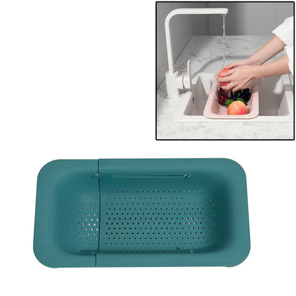 Retractable Plastic Drain Basket Sink Rack Kitchen Sink Vegetable Washing Basket(Green)-garmade.com