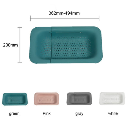 Retractable Plastic Drain Basket Sink Rack Kitchen Sink Vegetable Washing Basket(Green)-garmade.com