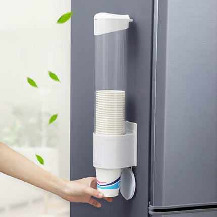 Household Disposable Cup Holder Wall-mounted Rack Convenient Dustproof Automatic Cup Taker, Specification:Large White-garmade.com