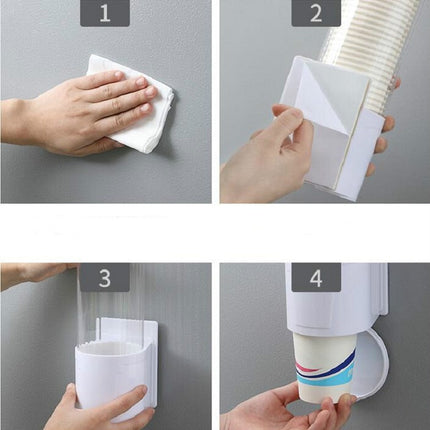 Household Disposable Cup Holder Wall-mounted Rack Convenient Dustproof Automatic Cup Taker, Specification:Large White-garmade.com