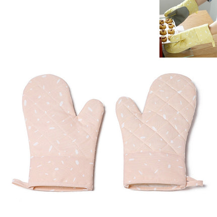 Kitchen Microwave Oven Thickened Silicone Heat-resistant Baking Special Insulation and Anti-scalding Gloves(Pink)-garmade.com