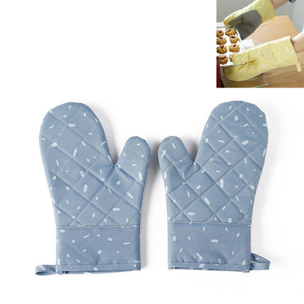 Kitchen Microwave Oven Thickened Silicone Heat-resistant Baking Special Insulation and Anti-scalding Gloves(Blue)-garmade.com