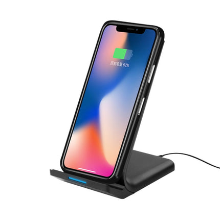 R2 10W Vertical Mobile Phone Wireless Charger Smart Fast Charge Charging Stand Desktop Stand(Black)-garmade.com