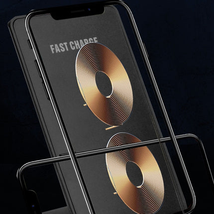 R2 10W Vertical Mobile Phone Wireless Charger Smart Fast Charge Charging Stand Desktop Stand(Black)-garmade.com