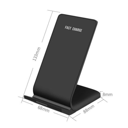 R2 10W Vertical Mobile Phone Wireless Charger Smart Fast Charge Charging Stand Desktop Stand(Black)-garmade.com