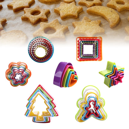 5 PCS Cookies Plastic Cake Mould Biscuit Plunger Forms DIY Baking Tools(Round)-garmade.com