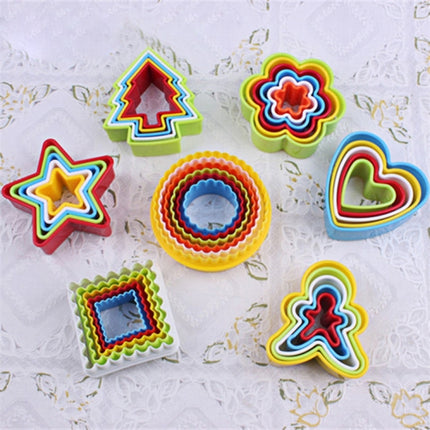 5 PCS Cookies Plastic Cake Mould Biscuit Plunger Forms DIY Baking Tools(Round)-garmade.com