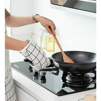 2 PCS Geometric Pattern Thickening Microwave Oven Kitchen Baking Oven Dedicated Heat Insulation Anti-scald High Temperature Resistant Gloves(Black Grid)-garmade.com