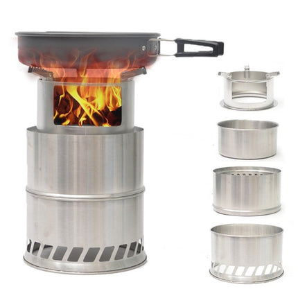 Outdoor Portable Round Wood Stove Charcoal Stove Solid Alcohol Stove Thick Stainless Steel Picnic Stove-garmade.com