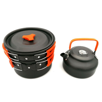 Outdoor Supplies Camping Portable Teapot Set Pot Set(Green Handle)-garmade.com