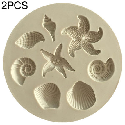 2 PCS Marine Element Mould Sea Star Conch Shell Model Silicone Cake Fondant Tool(Gray)-garmade.com