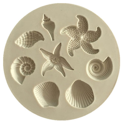 2 PCS Marine Element Mould Sea Star Conch Shell Model Silicone Cake Fondant Tool(Gray)-garmade.com