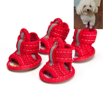 Tendon Bottom Mesh Pet Anti-skid Sandals, Size:5: 5.5x6.5cm(Big Red)-garmade.com