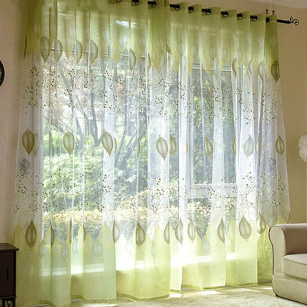 2 PCS Sheer Tulle Window Curtains for Living Room The Bedroom The Kitchen, Size:1mX2.5m (Punch)(Green)-garmade.com