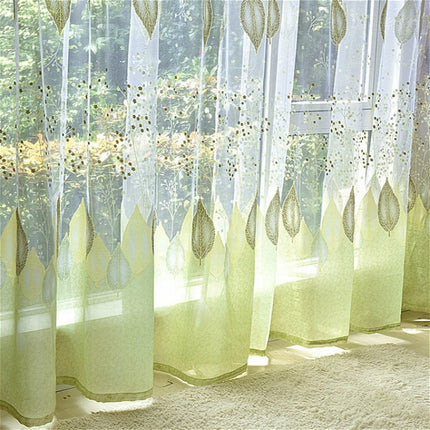 2 PCS Sheer Tulle Window Curtains for Living Room The Bedroom The Kitchen, Size:1mX2.5m (Punch)(Green)-garmade.com