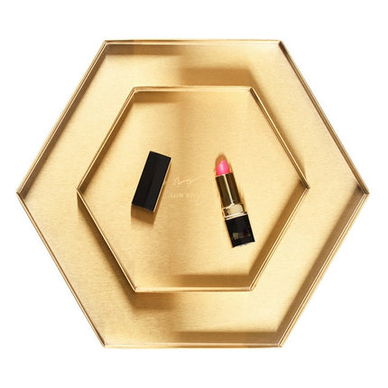 Hexagon Geometric Gold Stainless Steel Storage Tray Holder, Size:S-garmade.com