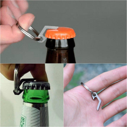 EDC Mini Lightweight Bottle Beer Opener Keyring Pocket Tool Outdoor Camp Hike Utility Gadget Titanium Alloy-garmade.com