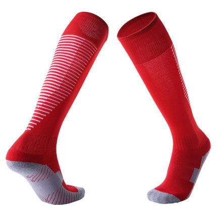 One Pair Adult Anti-skid Over Knee Thick Sweat-absorbent High Knee Socks(Red)-garmade.com