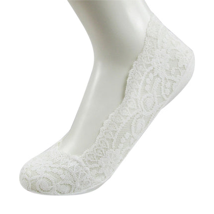 Summer Girl Silica Gel Lace Boat Socks Invisible Cotton Sole Non-slip Antiskid Slippers Anti-Slip Sock(White)-garmade.com