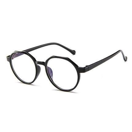 Fashion Eyeglasses Retro TR Frame Plain Glass Spectacles(Bright black)-garmade.com
