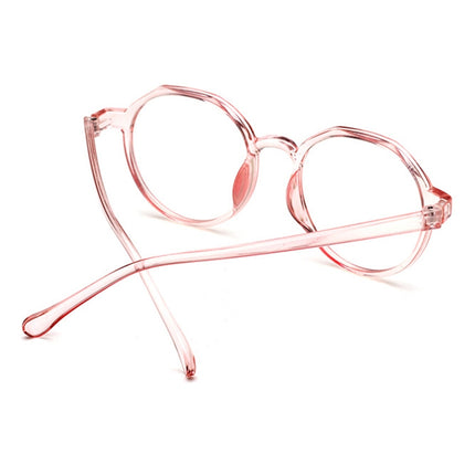 Fashion Eyeglasses Retro TR Frame Plain Glass Spectacles(Pink)-garmade.com