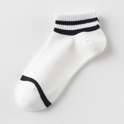 20 Pairs College Wind Striped Boat Socks Women Casual Cute Socks(White)-garmade.com