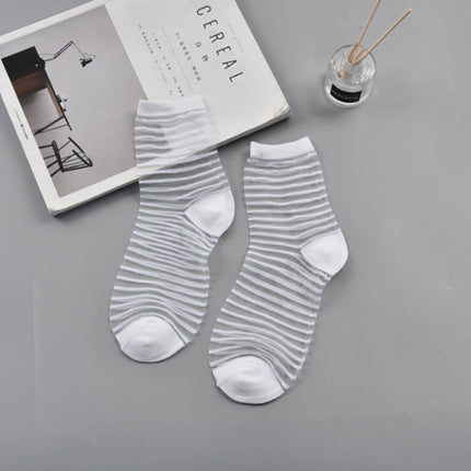 10 Pairs Sexy Lace Mesh Fiber Transparent Stretch Socks(horizontal white nude socks)-garmade.com