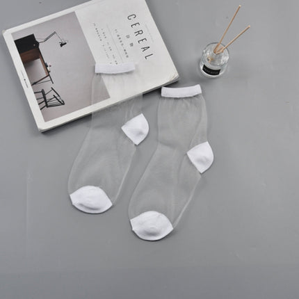10 Pairs Sexy Lace Mesh Fiber Transparent Stretch Socks(transparent white nude socks)-garmade.com
