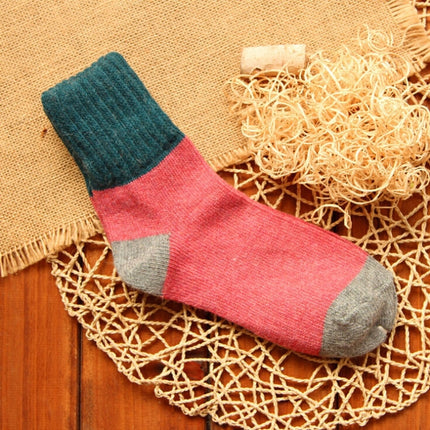5 Pairs Women Winter Vintage Rabbit Wool Socks Thicken Warm Female Fashion Patchwork Retro thermal Cotton Socks, Size:Free Size(blue socks)-garmade.com