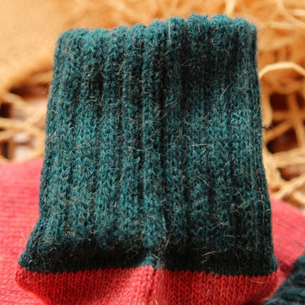 5 Pairs Women Winter Vintage Rabbit Wool Socks Thicken Warm Female Fashion Patchwork Retro thermal Cotton Socks, Size:Free Size(blue socks)-garmade.com