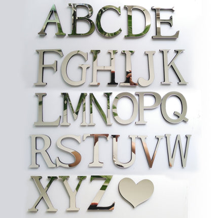 2 PCS Home Decoration Creative Personality English Letters Acrylic Mirror 3D DIY Wall Stickers(heart)-garmade.com