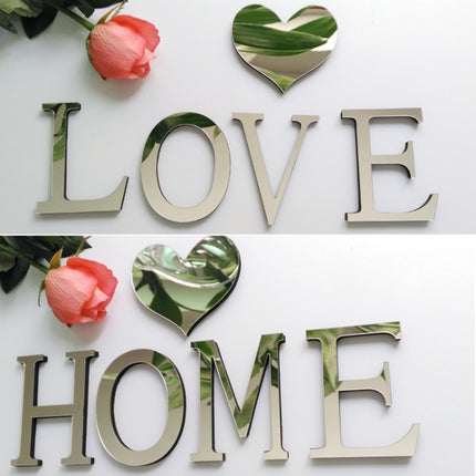 2 PCS Home Decoration Creative Personality English Letters Acrylic Mirror 3D DIY Wall Stickers(&)-garmade.com