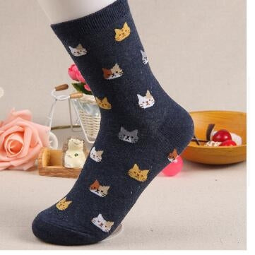 10 Pairs Animal Cartoon Cat Lovely for Women Cotton Socks(5)-garmade.com