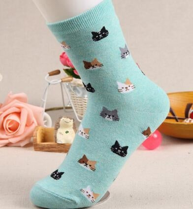 10 Pairs Animal Cartoon Cat Lovely for Women Cotton Socks(4)-garmade.com