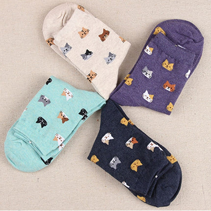 10 Pairs Animal Cartoon Cat Lovely for Women Cotton Socks(9)-garmade.com