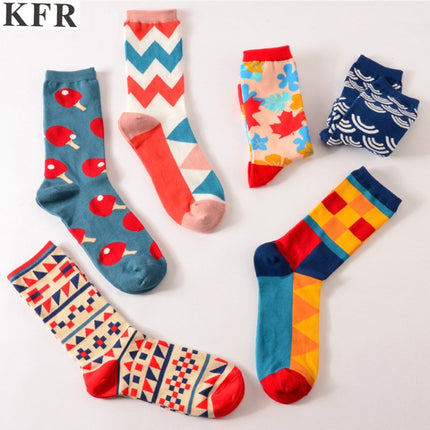 5 Pairs Funny Cute Happy Socks Womens Men Print Casual Harajuku Socks(Triangle)-garmade.com