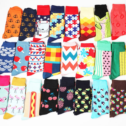 5 Pairs Funny Cute Happy Socks Womens Men Print Casual Harajuku Socks(Triangle)-garmade.com
