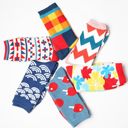 5 Pairs Funny Cute Happy Socks Womens Men Print Casual Harajuku Socks(Wave Pattern)-garmade.com