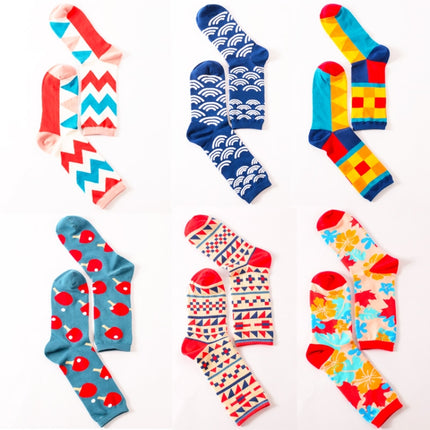 5 Pairs Funny Cute Happy Socks Womens Men Print Casual Harajuku Socks(Wave Pattern)-garmade.com