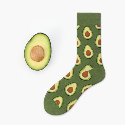 5 Pairs Fruit Food Socks Short Funny Cotton Socks(Avocado)-garmade.com
